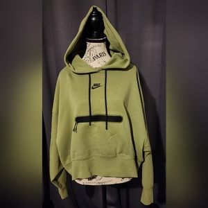 Women Nike Size Small Green Crop Oversized Hoodie Pullover